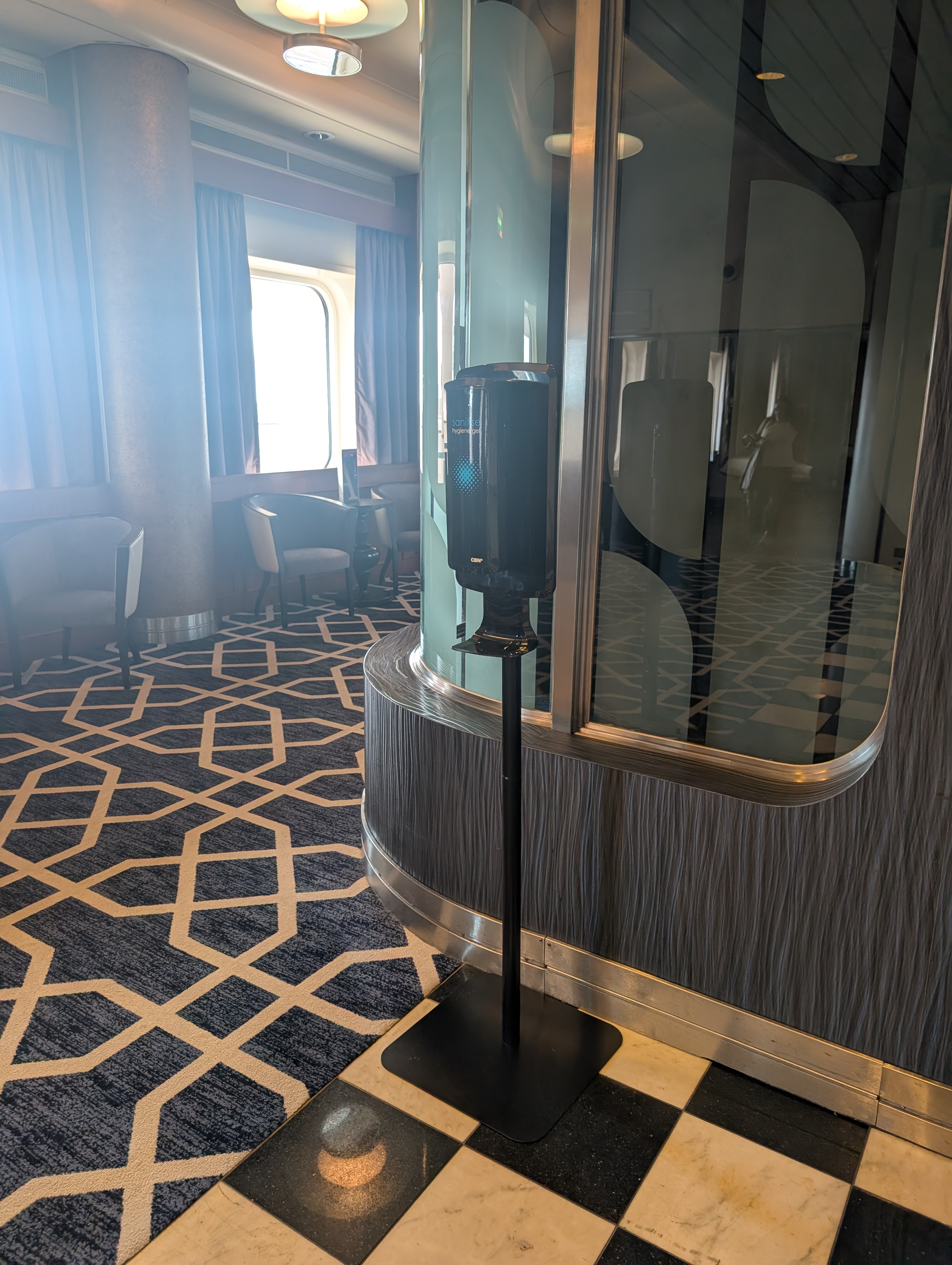 Sanitisation station on Ambassador Ambience